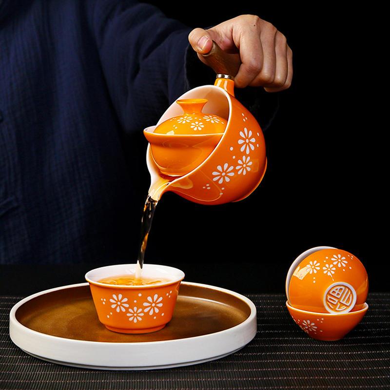 创意旋转茶壶逍遥壶大号茶具套装懒人自动泡茶神器旅行便携