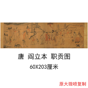 唐人阎立本职贡图复古书画人物横幅国画真迹微喷仿古复制临摹装饰