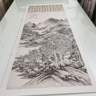 王时敏 仙山楼阁图 复古书画山水国画真迹高清微喷仿古装裱装饰画