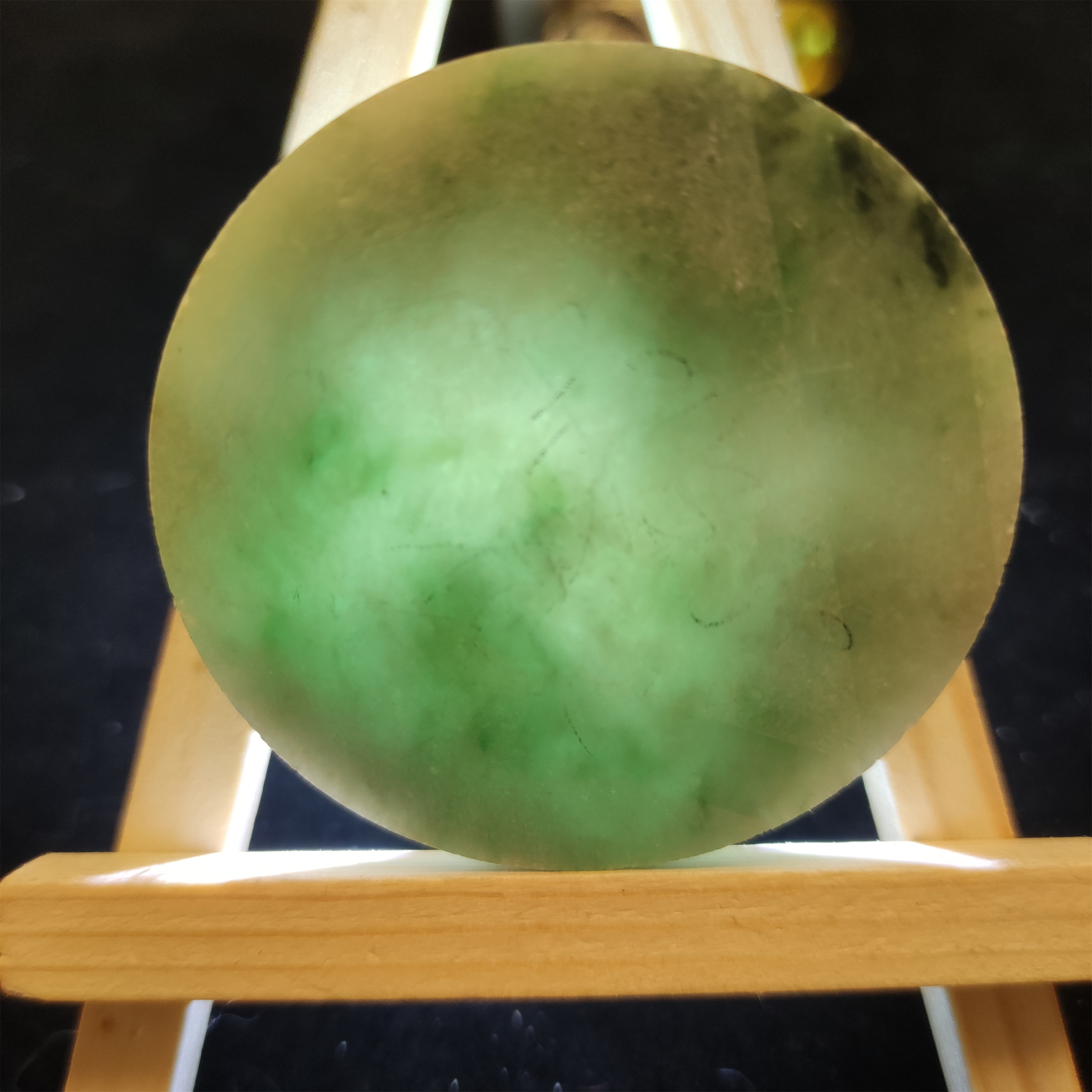 天然翡翠:满绿底飘阳绿花 镯芯 原石(未打磨 加工另算)