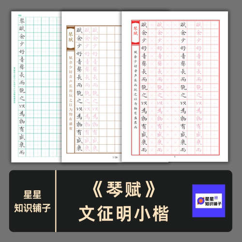 琴赋文征明小楷硬笔书法临摹字帖练字赏析素材电子版非纸制5套PDF