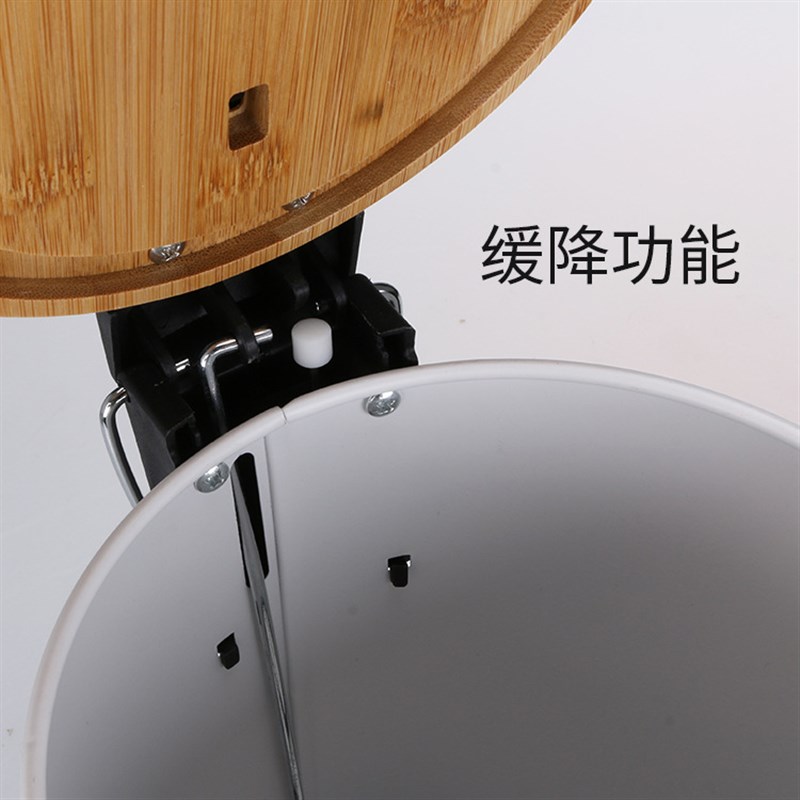 速发脚踩垃圾桶家厨房店客房用酒脚踏式竹盖缓降垃圾桶