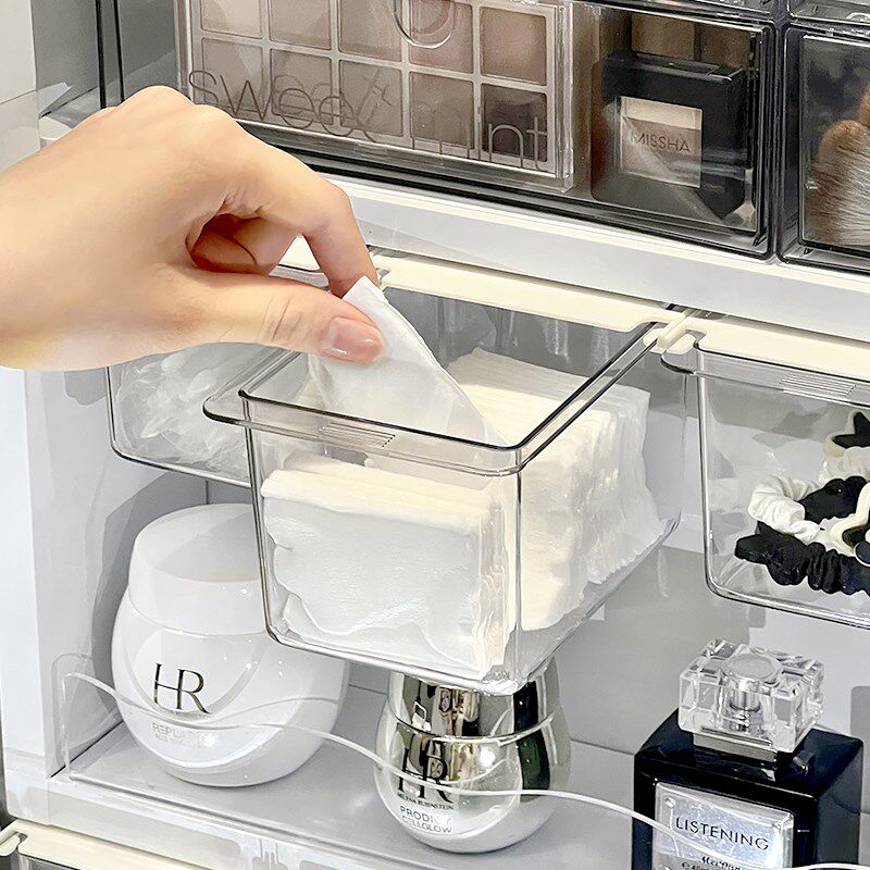 速发卫样间盒柜收纳镜抽屉式浴室柜下化妆棉棉签化妆品小生收纳置