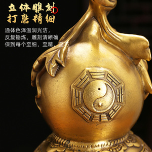 速发开口八卦铜葫芦纯铜开盖空心摆件玄关装饰客厅镇宅之宝家居工