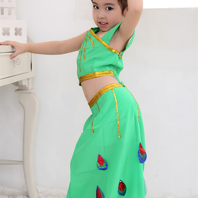 高货速发儿童傣族孔雀舞蹈服女童幼儿童傣族舞蹈演出服儿童孔雀舞