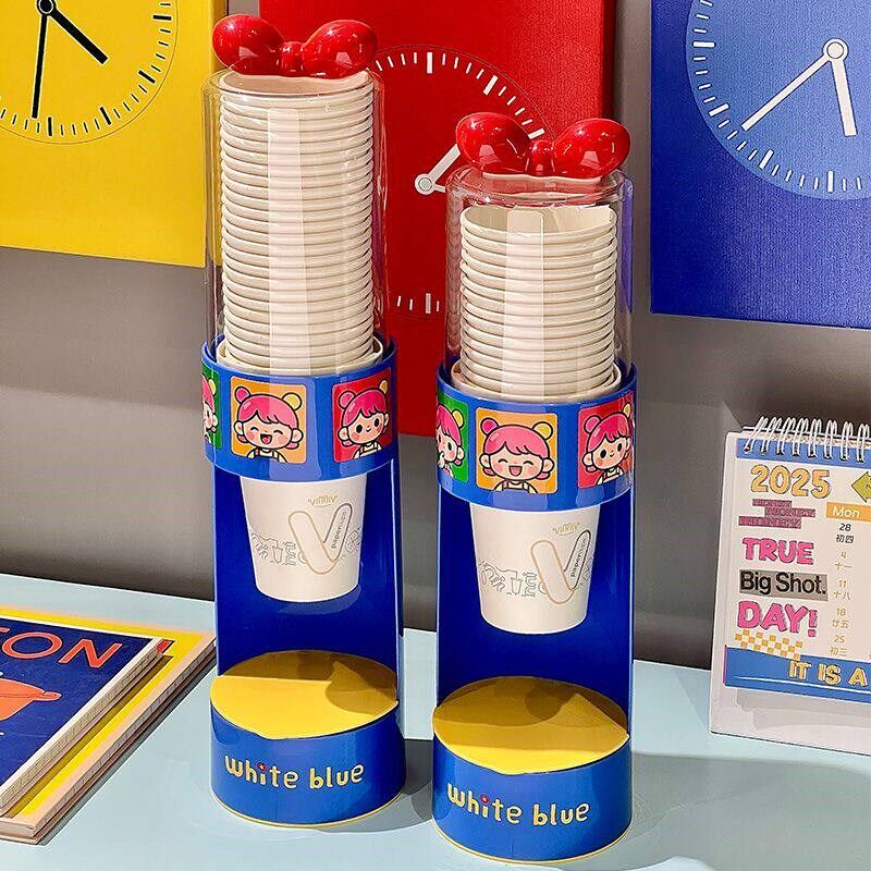 速发多巴胺台式取杯器一次性杯子桌上高颜值防尘杯架饮水机水杯收