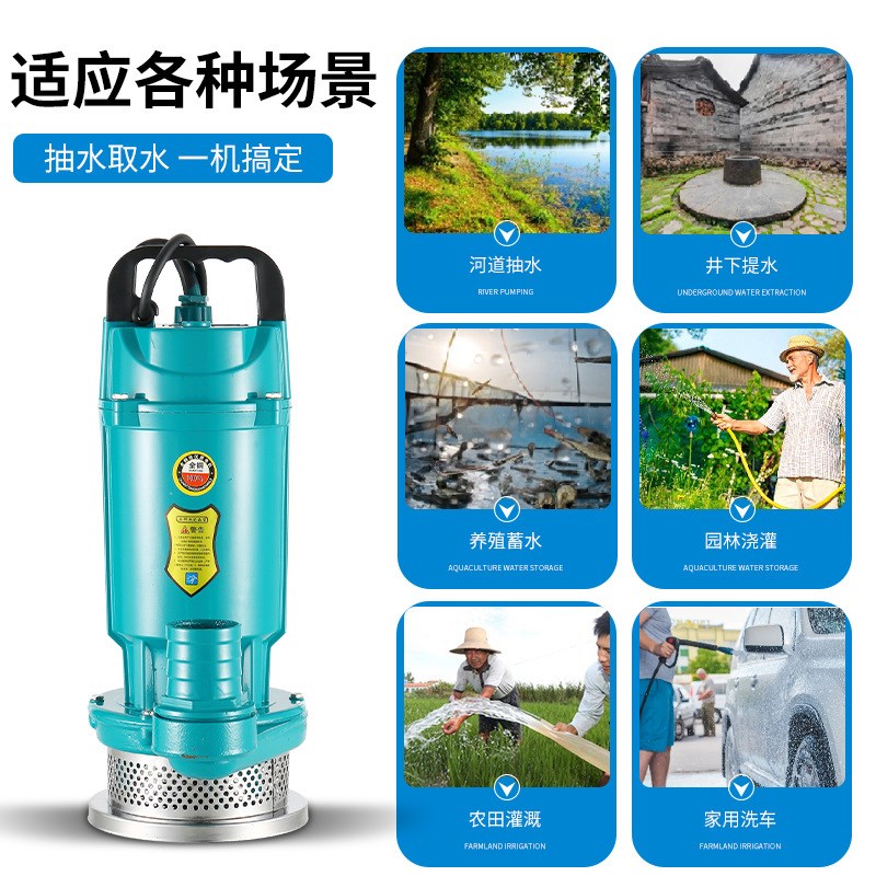 现货QDX单相潜水泵220V小型家用清水泵高扬程大流量农用灌溉抽水