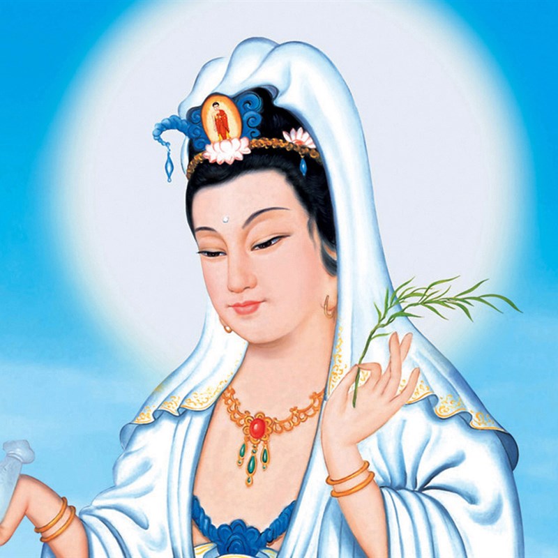 保真速发自d在堂佛像画阿弥陀佛西方三圣挂画高清绢丝布油画布佛