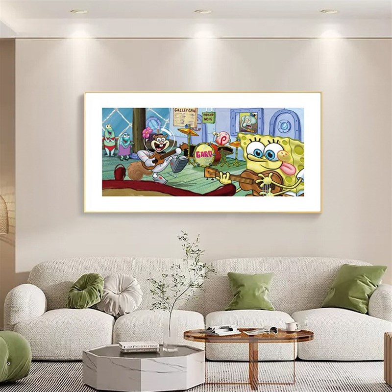 现货海绵宝宝儿童房可爱温馨挂画客厅G卡通现代装饰画酒店民宿主