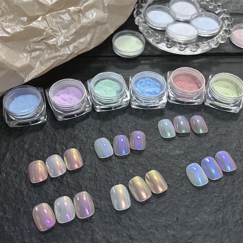 正品美甲极光粉霓虹粉月光粉镭射魔镜粉彩虹粉冰透珠光粉人鱼粉偏