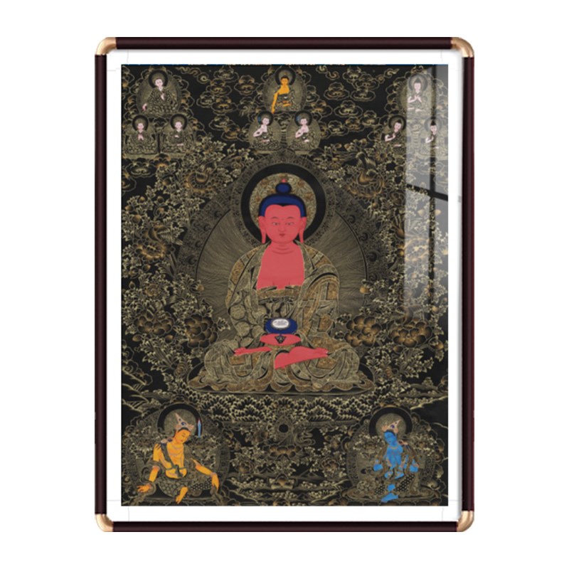 速发阿弥陀佛唐卡藏族热贡手绘复制属猪本命佛挂画办公室守护神装