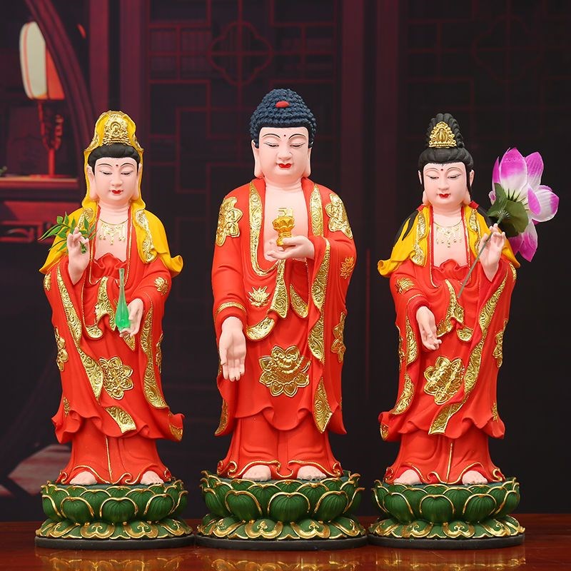 速发西方三圣佛像阿弥陀佛站像观音大势至菩萨神像树脂观世音家用