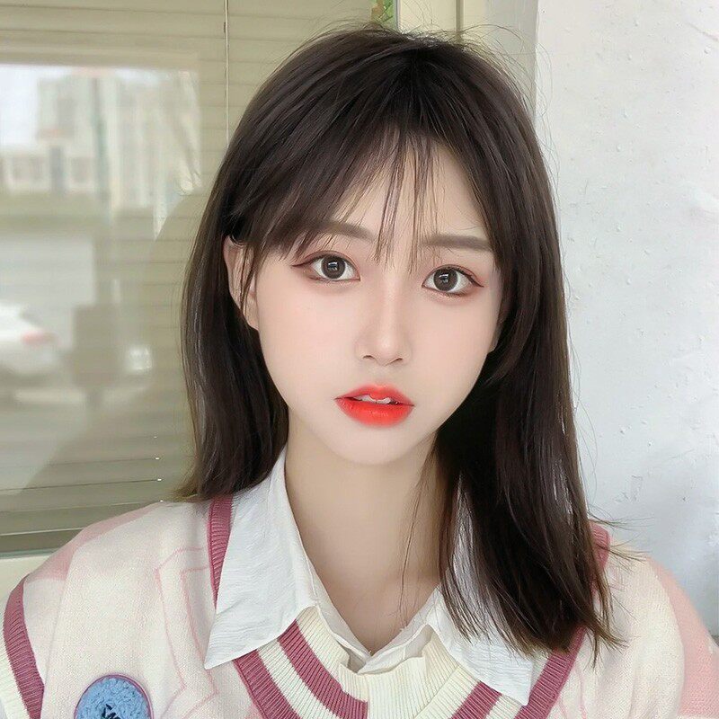 保真速发假发女短发自然全头套式仿真人发丝圆P脸超薄减龄锁骨发