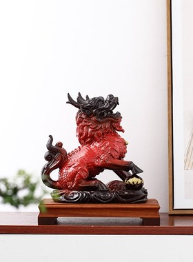 速发物麟摆件一对大号陶瓷玄设家居饰品新中式摆关工艺开业送礼麒