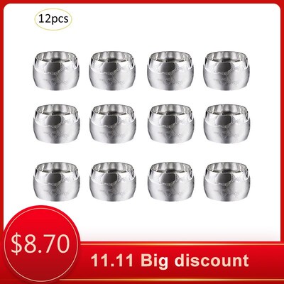 速发12pcs/set Metallic Dark Texture Round Napkin Rings for W