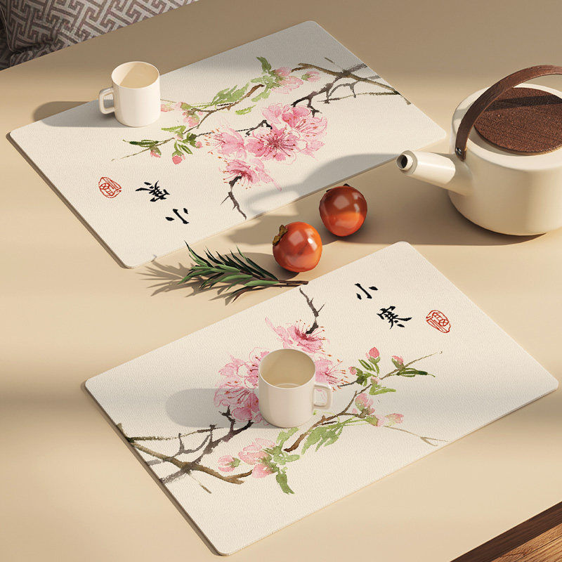 速发二十四节气中式餐垫防水防油防烫杯垫高级感餐桌垫隔热碗垫餐