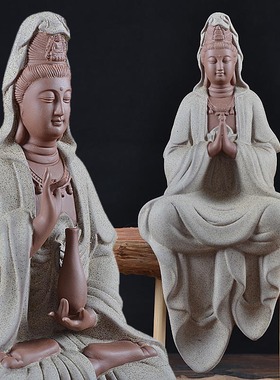 速发陶瓷观艺品佛像如意工音菩萨自在观世意家居客厅饰品玄关禅音