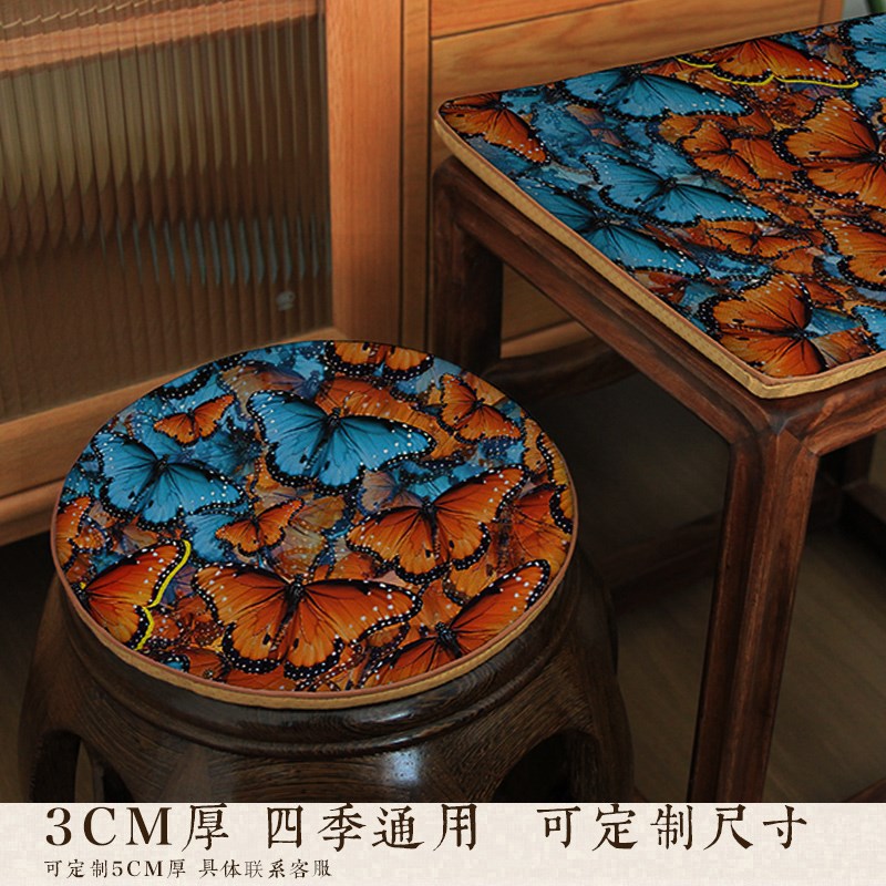 现货中式圆形椅垫餐椅鼓凳坐垫圈椅藤椅茶椅圆凳椅子长条凳蝴蝶印