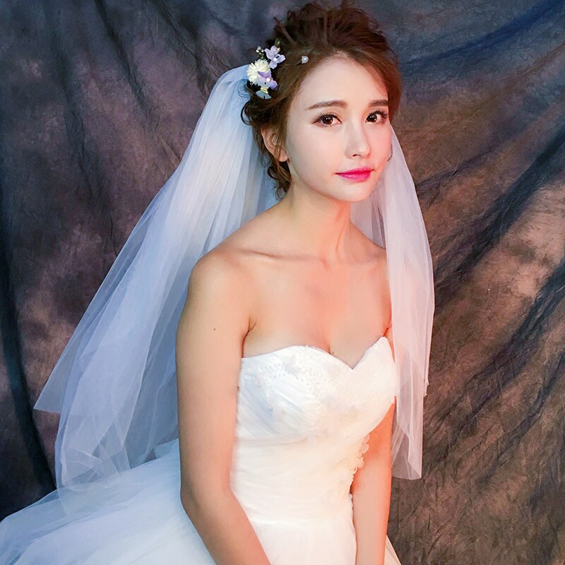速发新娘婚纱头纱头饰蓬蓬纱超仙森系头纱拍照道具网红简约主结婚
