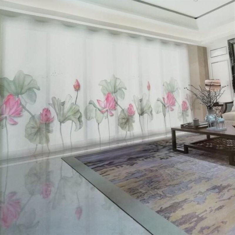 速发厂价直营新技术3D打印水墨画棉纱可做窗纱背景墙纱帘广州上门