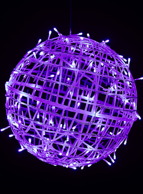 速发紫色藤球灯户外景观日树球形灯节工挂程亮化发光装饰彩灯