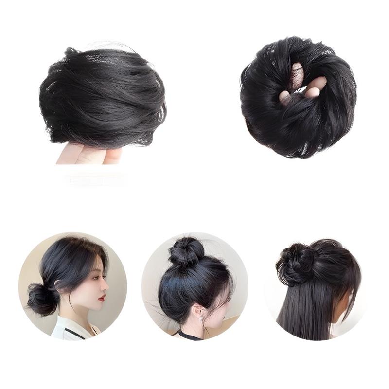 正品假发丸子头发圈假发头花橡皮绳弹性真人直发圈头绳懒人发包发