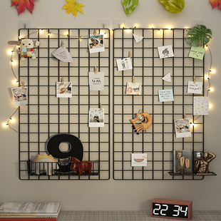 速发墙上网格置物架免打孔壁挂书装上墙片桌饰挂件铁丝网照面墙展