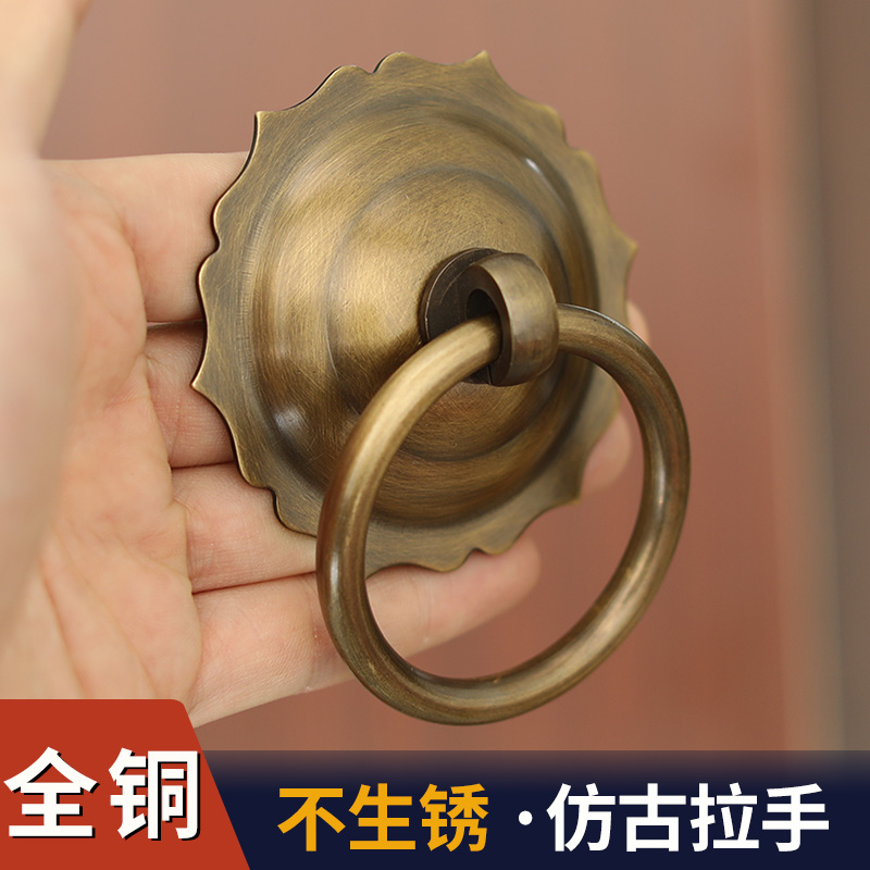 速发中式纯铜门环老式大门全铜拉手木门复古拉环仿古大门铜配件门