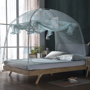 现货S228蒙古包蚊帐三开门儿童有F底拉链加高U型防摔双人家用其
