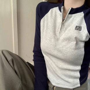 速发正肩打底衫款式短款春秋款4搭202内新款长袖薄美甜辣小上衣