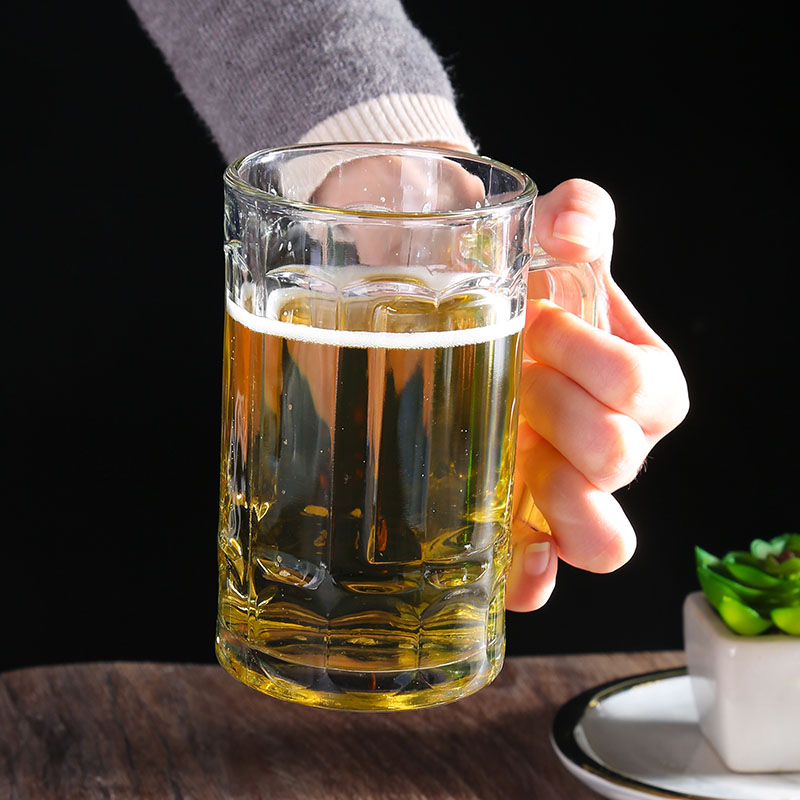 速发带把玻璃杯家用杯子水杯带手柄大容量扎啤杯果汁杯把手茶杯牛