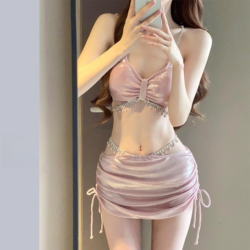 速发泳衣女高级感分体纯欲温泉微胖女孩遮肉保守女生女款遮肚子20