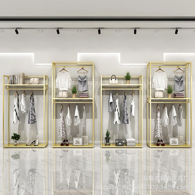 速发金双服装店子示架落地式色层挂衣架展男装店铺装修设计高柜货