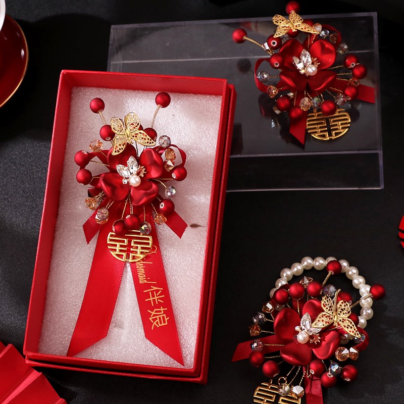 保真速发新郎新娘结婚礼胸花家人全套父母高O级感婚庆襟花套装姐