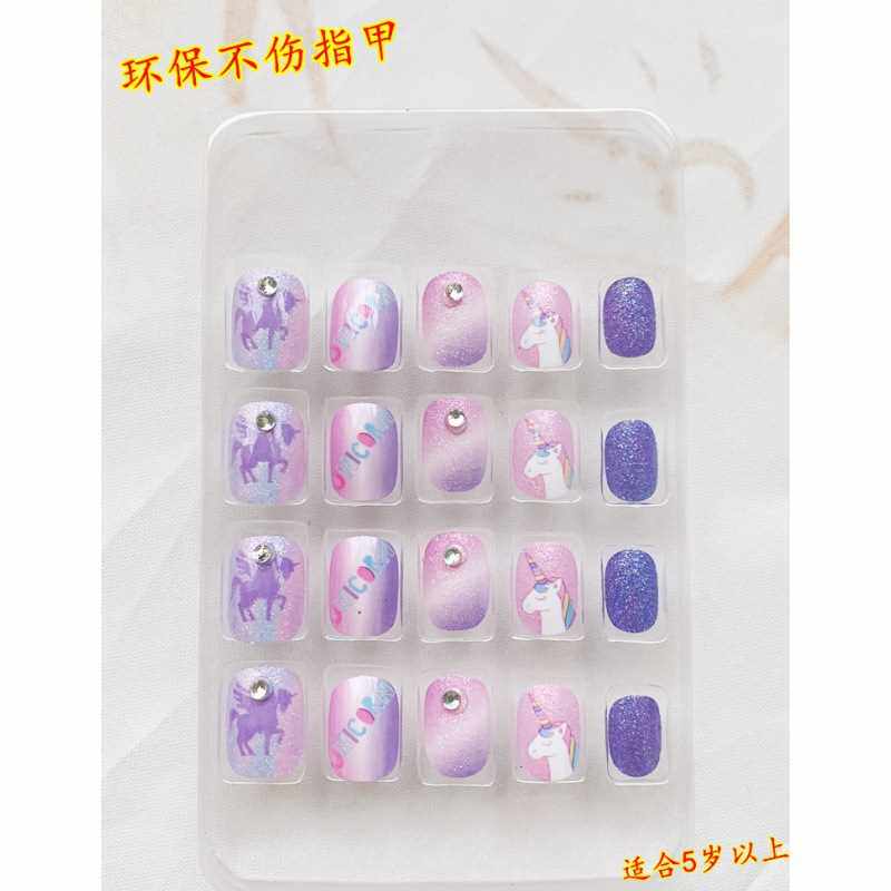 速发手指甲贴的反复贴片儿童 女童使用美甲甲片 可拆卸 穿戴式指