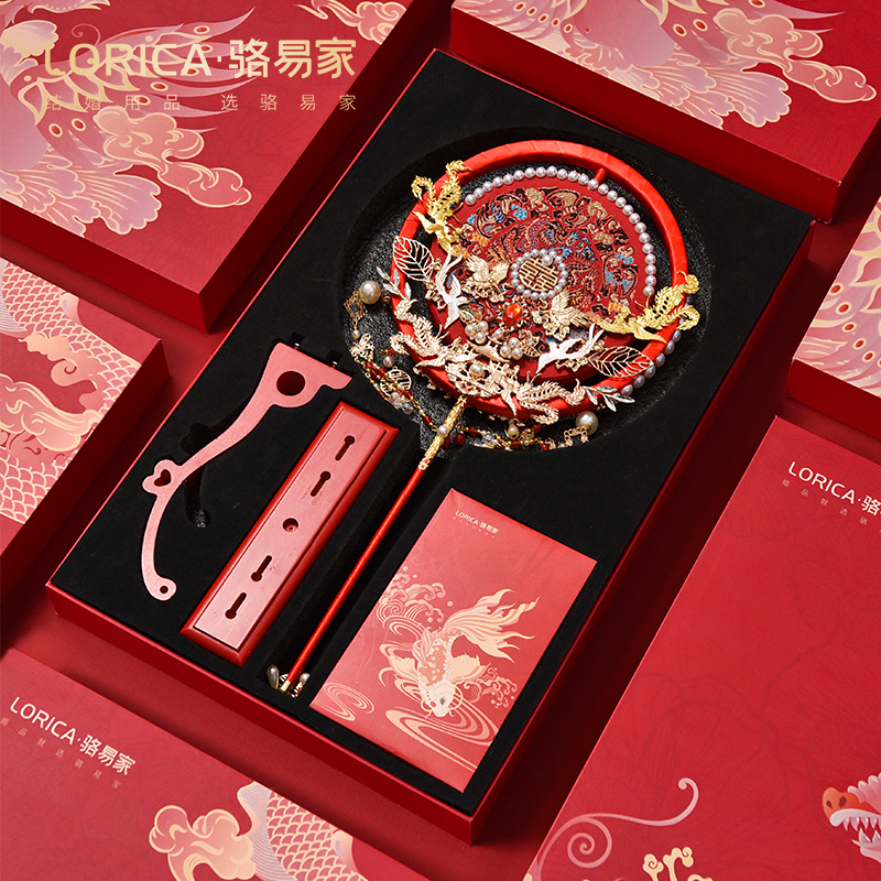速发团扇新娘结婚感凤求凰手工材料包高级重工婚礼秀禾