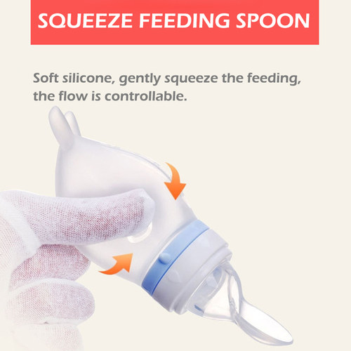 速发Baby Feeding Bottle Dolphin Silicone Rice Cereal Spoon N