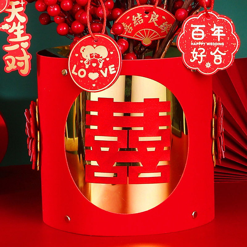 保真速发结婚用品喜字吊坠u婚庆植物挂饰婚房装饰吊饰挂件拉花吊