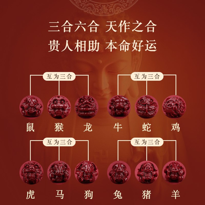 速发普陀山朱砂手串转运珠岁太化2024符属龙年本命年三合六合手链