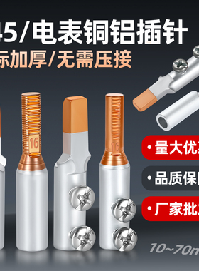 C45铜铝插针线鼻子接头过渡连接10/16/25空开断路器电表接线端子