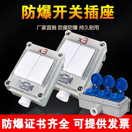国标防爆开关插座86型墙壁单开双开三开四开10A明装暗装照明插座