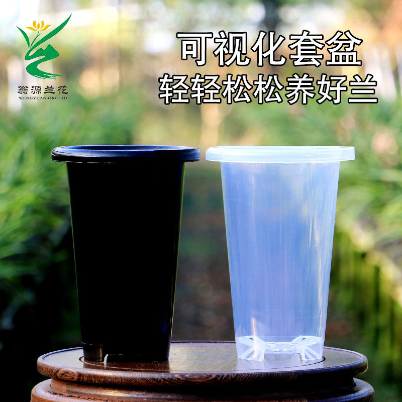 简易兰花盆塑料套盆黑色塑料盆方便懒人观察白色透明花卉绿植套盆,鲜花速递/花卉仿真/绿植园艺,花盆,淘宝优惠券,粉丝福利购,淘宝优惠卷