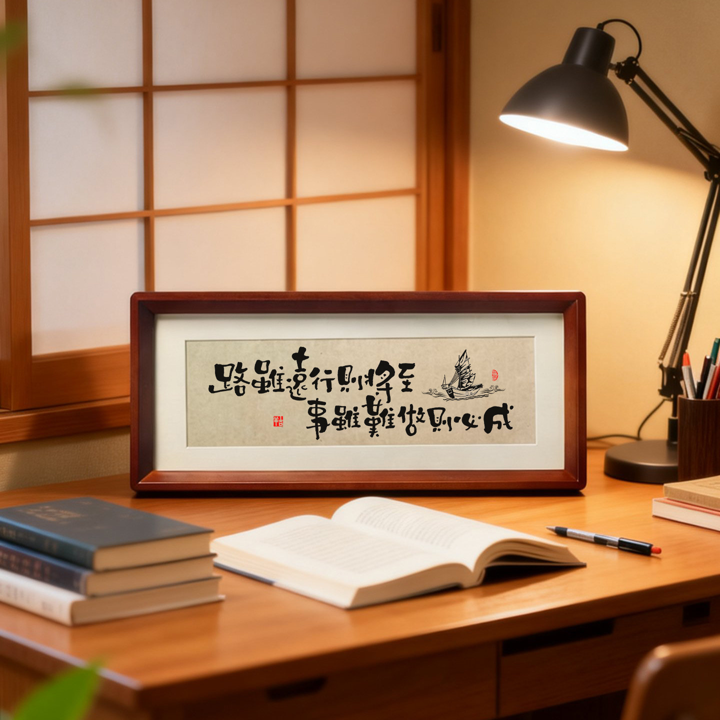 名家手写毛笔字实木框图片