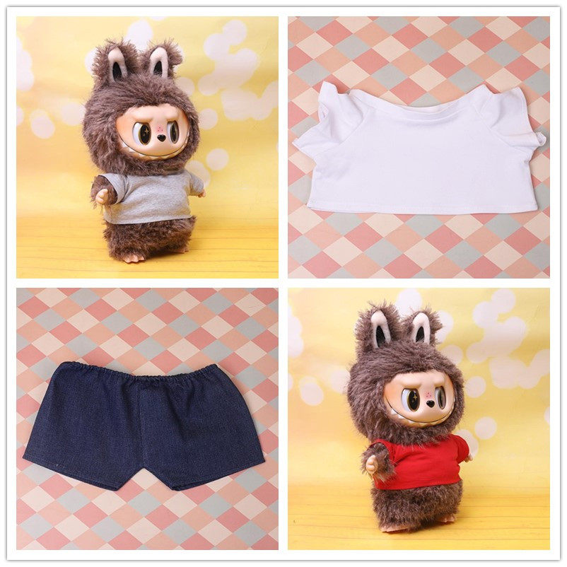 38厘米拉布布娃衣大首领T恤牛仔裤40厘米棉花娃娃站娃T恤公仔娃衣