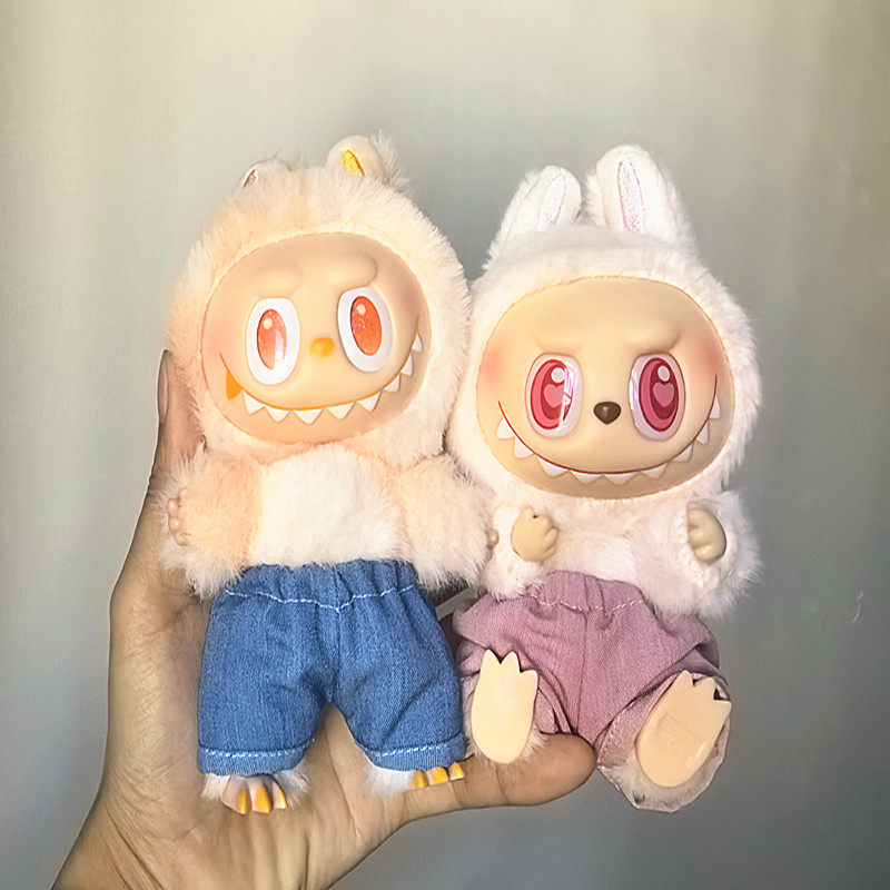 10cm20cm娃衣娃裤棉花娃娃配饰17cm拉布布labubu坐坐派对牛仔裤子