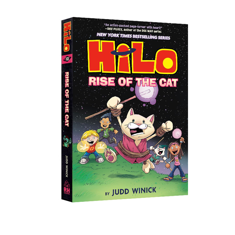预售 希罗书系列10吉娜  猫的崛起 英文原版 Hilo Book 10 Rise of the Cat  精装 打败怪物拯救世界 儿童全彩漫画桥梁章节小说