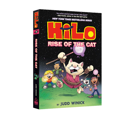 希罗书系列10吉娜  猫的崛起 英文原版 Hilo Book 10 Rise of the Cat  精装 打败怪物拯救世界 儿童全彩漫画桥梁章节小说