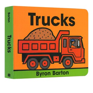英文原版 Trucks Board Book 纸板书 拜伦巴顿 Byron Barton 交通工具 卡车 幼儿启蒙认知幼儿启蒙认知绘本图画书