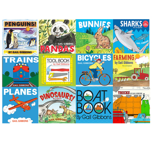 英文原版 Gail Gibbons 盖尔吉本斯少儿百科  纸板书 飞机 火车 卡车 船 农场用车 工具 兔子 熊猫