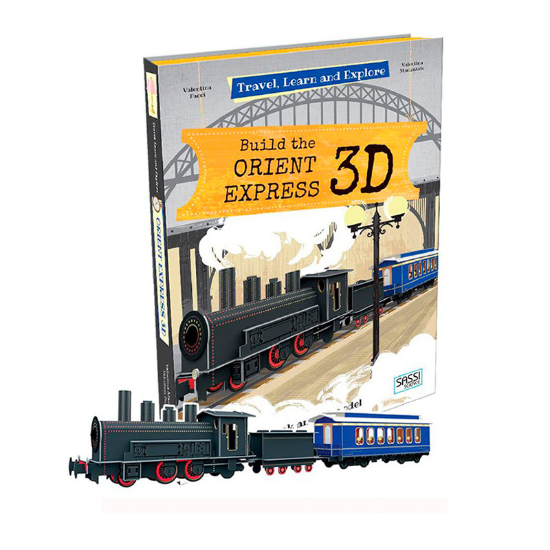 英文原版 Travel Learn And Explore Build The Orient Express 3D火车 真实可拼装模型书 STEAM 少儿科普 创意手工操作书 游戏书